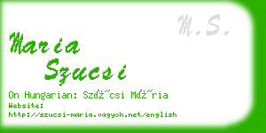 maria szucsi business card